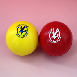 Customized Red and Yellow Color Silk Screen Printed Stress Balls